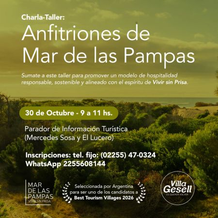 La Secretar&iacute;a de Turismo invita a la segunda edici&oacute;n de la charla-taller &laquo;Anfitriones de Mar de las Pampas&raquo;.